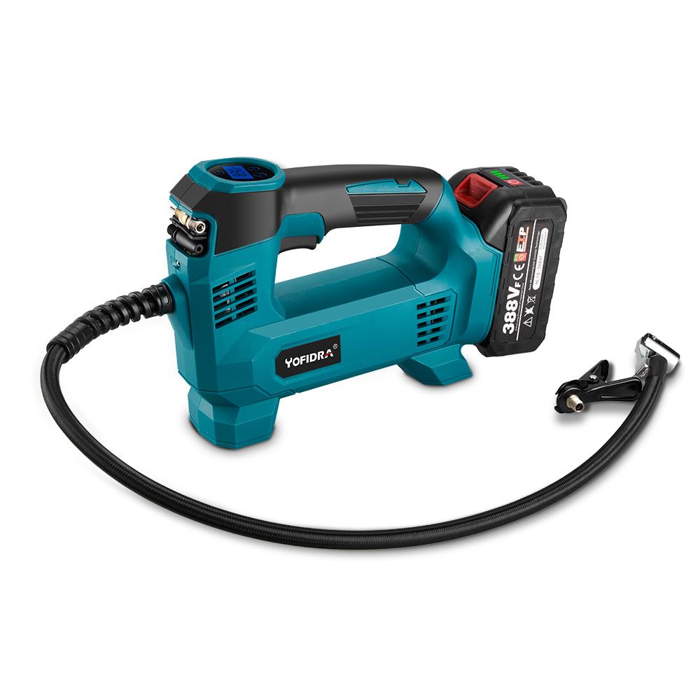 Yofidra Беспроводной электрический воздушный насос высокого давления с цифровым дисплеем, портативный перезаряжаемый автомобильный надувной насос для батареи Makita 18 В