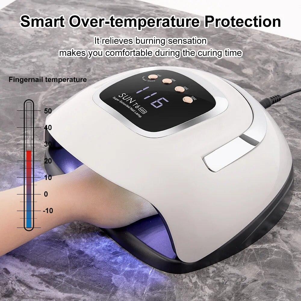 Sun T6 Max 220 Вт 57 светодиодов Двойные руки Портативная лампа для сушки ногтей Быстросохнущая гель-лак для ногтей УФ-светодиодная лампа для ногтей