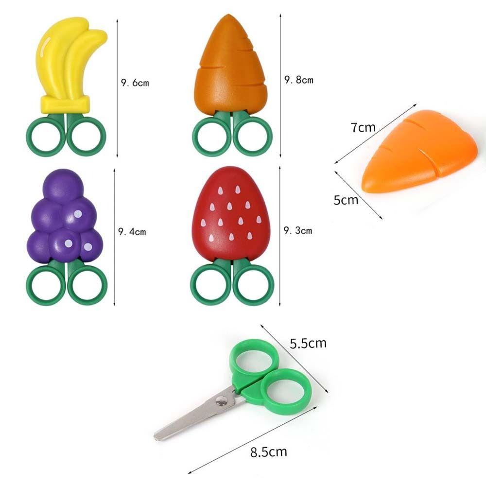 4Pcs Grape Cartoon Fruit Scissors Magnetic Mini Pocket Scissors Safe Mini Scissor Boys Girls