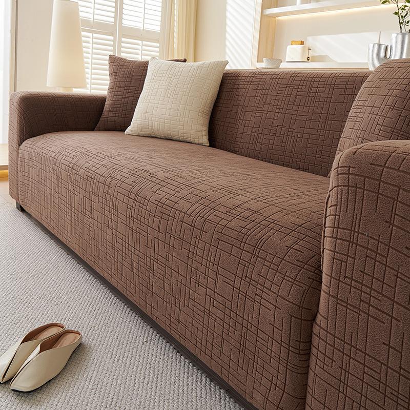 Retro Style Thickened Polar Fleece Sofa Cover New Anti Slip Elastic Sofa Cover All Inclusive Universal Cover
