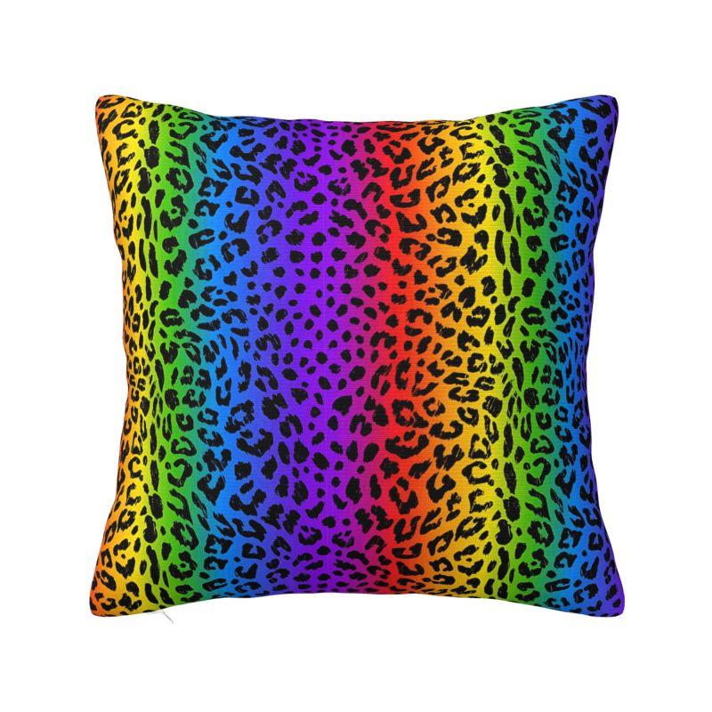 Colofrul Rainbow Leopard Throw Pillow Case Home Decorative Modern Cushions Cover For Sofa Chair Square Polyester Pillowcase