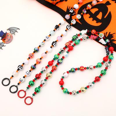 Новый модный Halloween-кроссбоди на цепочке с акриловыми бусинами в виде тыквы и головы привидения, шнурок для телефона