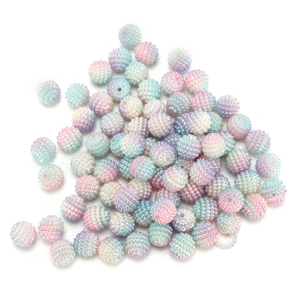 200pcs Pearl Beads Color Pearlized Gradient Bayberry Shaped Bubble Beads with Hole for DIY Jewelry