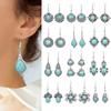 12 Pairs Ethnic Style Drop Earrings with Turquoise Boho Classy Party Decors Daily Wear Dainty Chic Eardrop Easy Matching