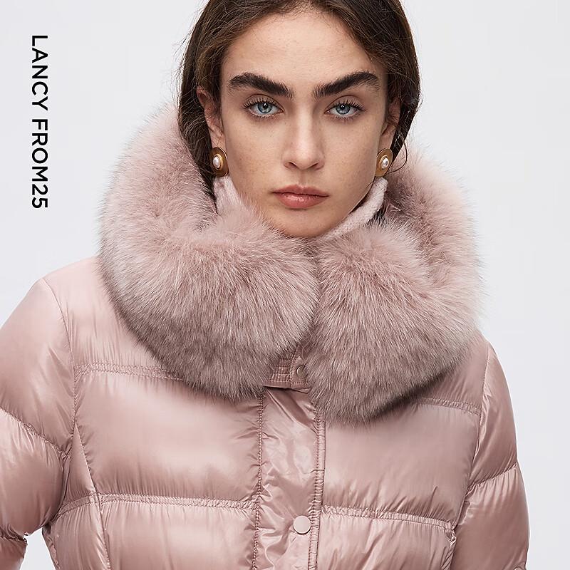 Langzi Huorduobaji White Goose Down Jacket with Raccoon Fur Collar