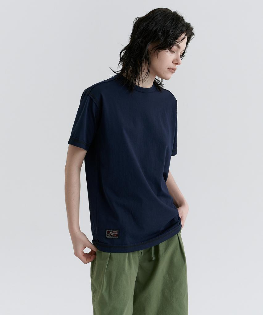 MAGOODGAN Swagber 3594 Vintage Clothing Semi-Overfit Navy Short Sleeve Tee