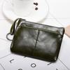 Men's Soft Vintage Genuine Leather Coin Bags Purse Money Wallet ID Credit Card Holder Solid Color Keychain Storage Bags Clutch
