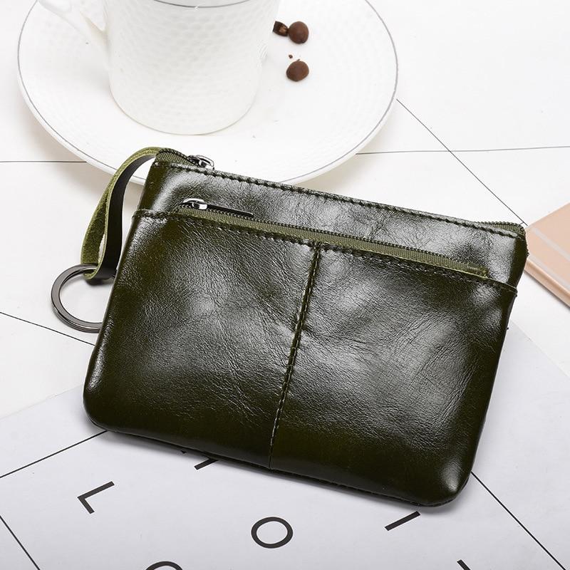 Men's Soft Vintage Genuine Leather Coin Bags Purse Money Wallet ID Credit Card Holder Solid Color Keychain Storage Bags Clutch
