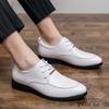 Fashion High End Brand Men's Leather Casual Shoes Interview Conference Business Dress Shoes Simple Lace Up Men's Groom's Wedding Shoes