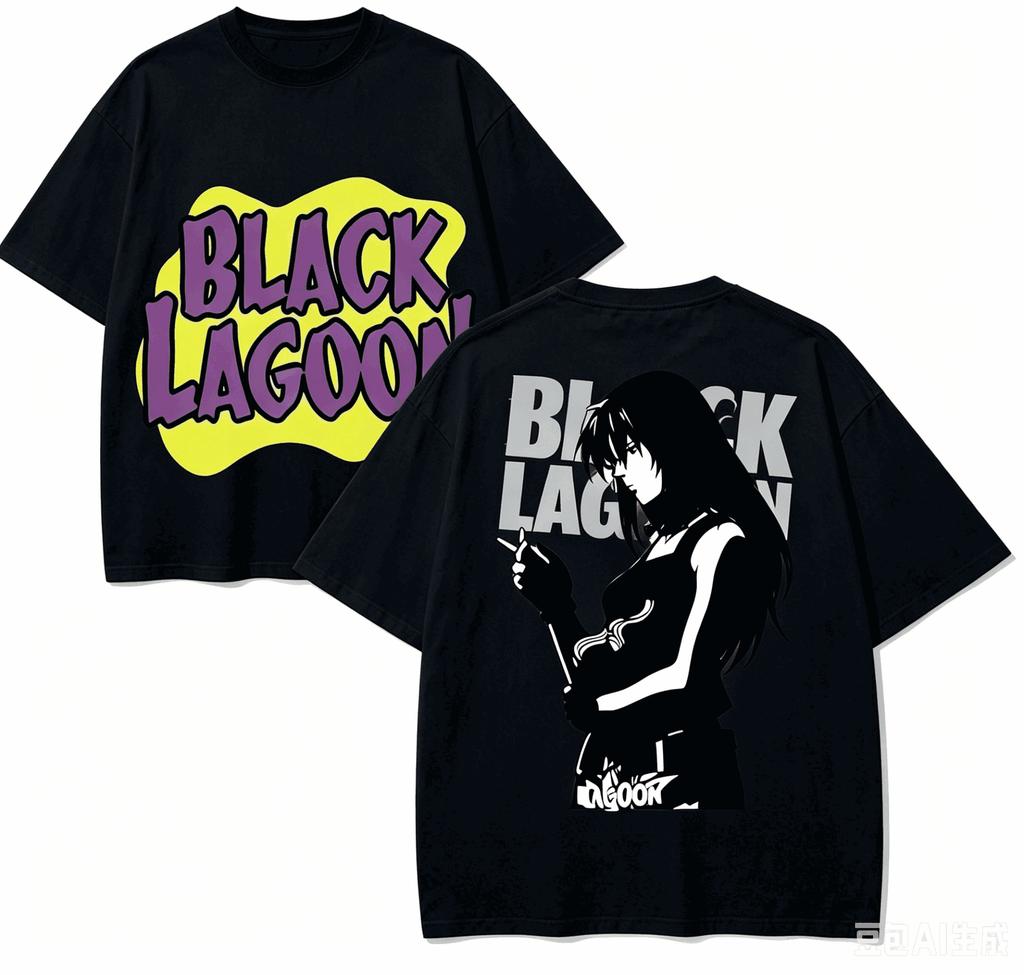 Black Lagoon Anime Lover T-shirt Harajuku Cotton New Model High Street Retro Unisex Oversized h