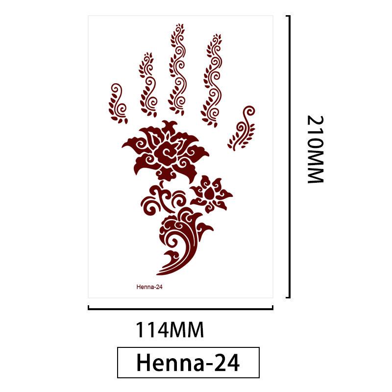 Lace Brown Waterproof Henna Flower Tattoo Stickers for Hands