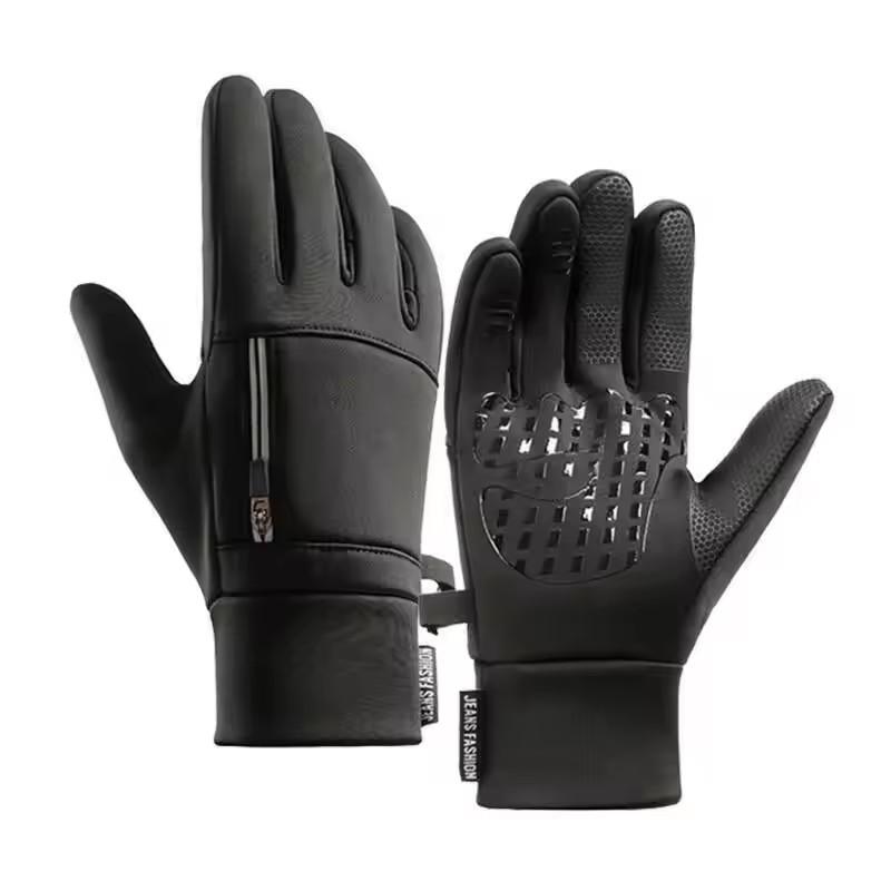 Перчатки для велоспорта на открытом воздухе для мужчин и женщин, зимние теплые и противоскользящие перчатки с сенсорным экраном, портативные карманные лыжные водонепроницаемые перчатки