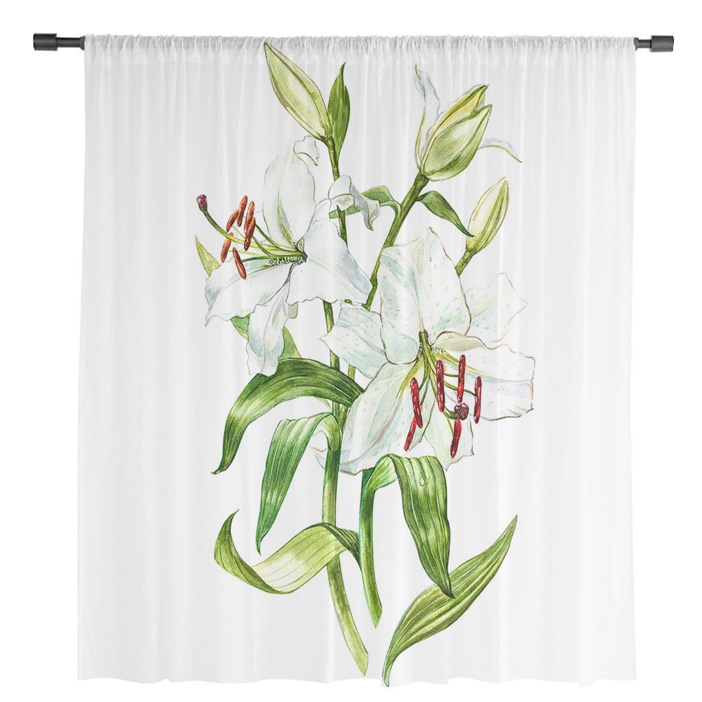 Green Leaves Modern Tulle Curtains For Living Room Bedroom Home Kitchen Window Sheer Curtains