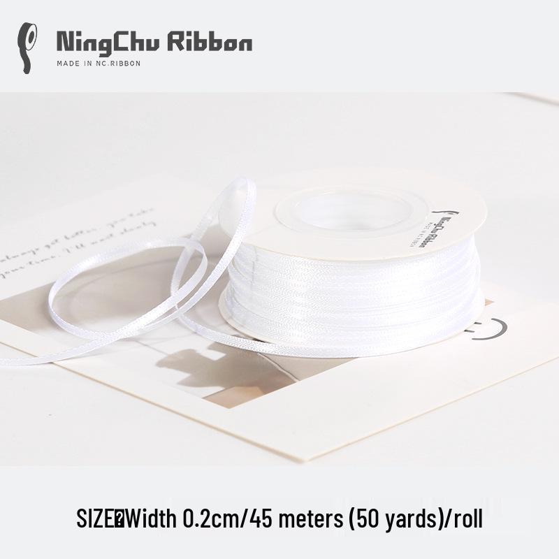 Двусторонняя атласная лента 2 мм для закладки, свадебных бантов и подарочной упаковки