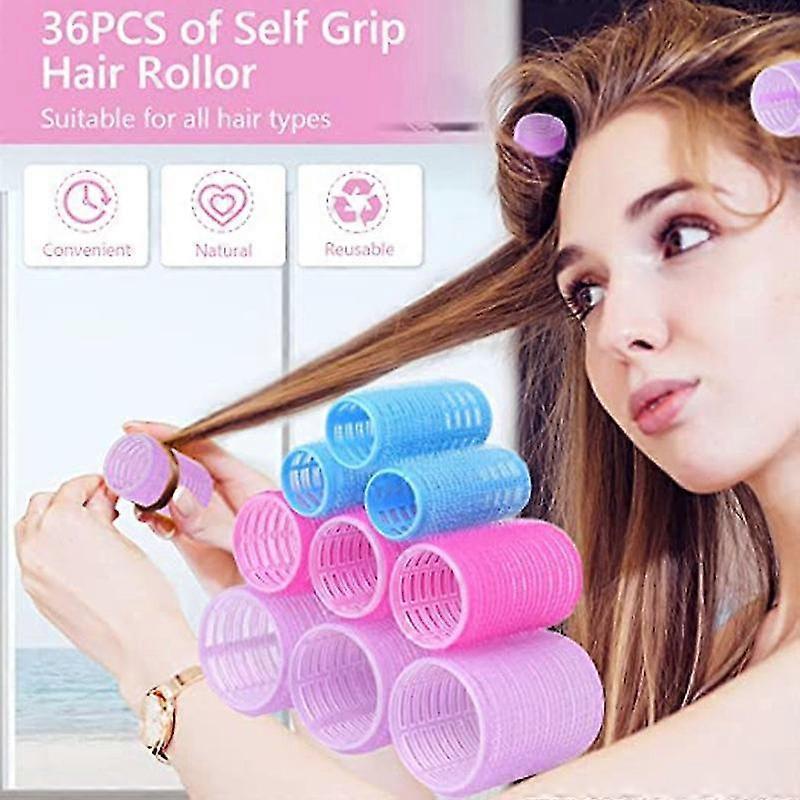 Hair Rollers Large Curls Set,48 Pieces Self-adhesive Rollers In 3 Sizes,curlers Without Heat For Long And Short Hair Rollers With Hair Clips (48 Mm,36