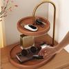 Double Layer Jewelry Organizer Wooden Material Key Rack Tray New Jewelry Display Stand  For Jewelry