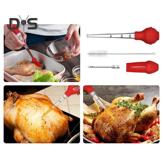 1 комплект Baster Set Насос для приправ Компактная силиконовая прозрачная кисточка-инжектор для индейки