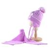 Warm Hats And Scarf Set For Girls Winter Knitted Lovely Kids Beanies With Imitation Fur Pompom Child