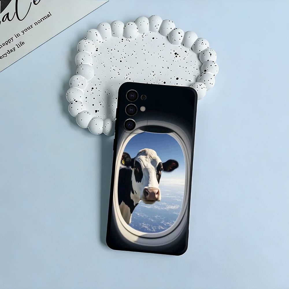 Cute and funny cow  Soft Silicone Case for Samsung S25, S24, S21, S22, S23, S30, Ultra, S20, Plus, FE, Lite-Black
