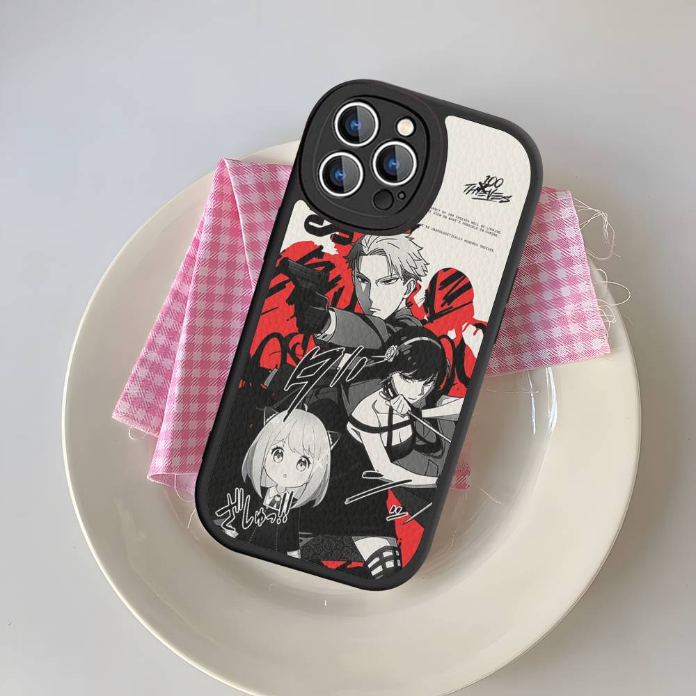 Классический Чехол для Телефона Аниме Семья Шпиона Из Кожи Для IPhone 16 15 14 13 12 11 Pro Max Plus Матовый Чехол