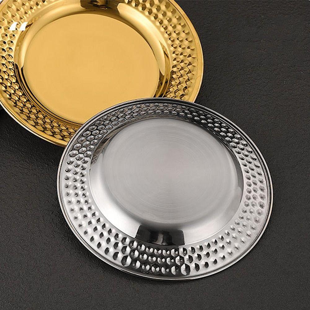 Stainless Stee Dinner Plate Korean Creative Cake Plate Decorative Fruit Plate Kitchen Accessories