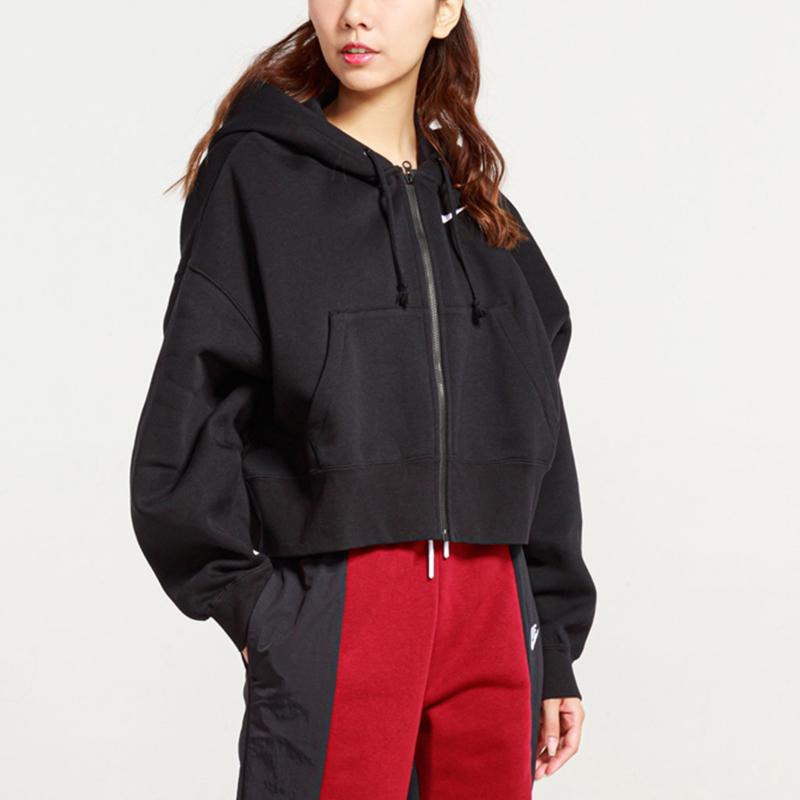 Nike Короткая флисовая куртка с капюшоном женские куртки черные CK1506-010