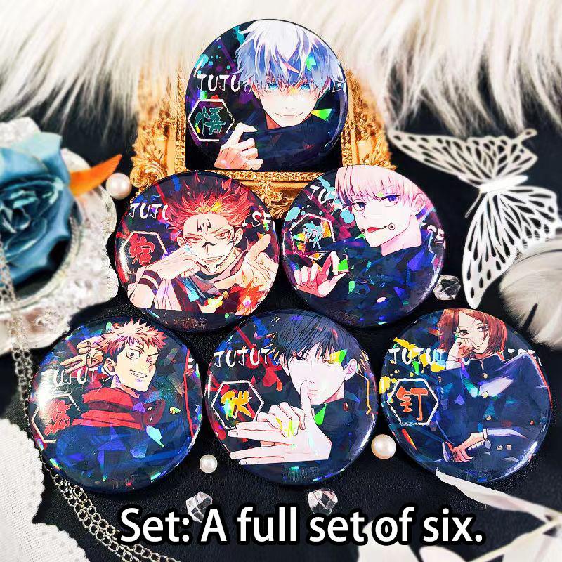 Брошь Дзюдзюцу Кайсен. Аниме-значки, полный набор из шести штук.
