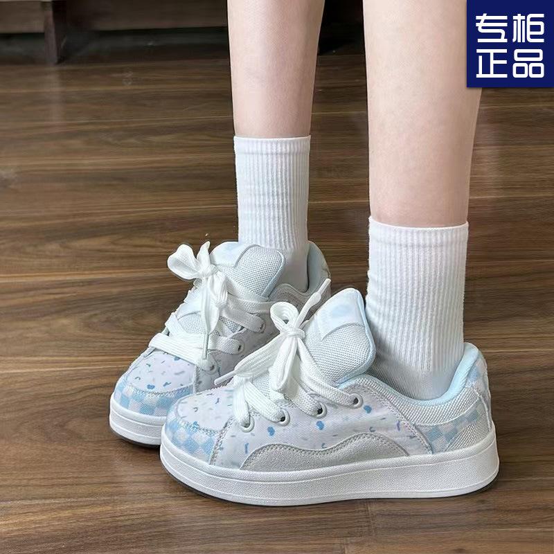2025 Spring New Student Versatile Sports Casual Board Shoes Korean Version of the Design Sense Color Matching Bread Shoes Women's Fashion Trend