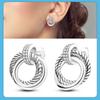 New S925 Silver Double Hoop Earrings Sparkling Pave Stud Earring Gift For Women Engagement Jewelry Anniversary