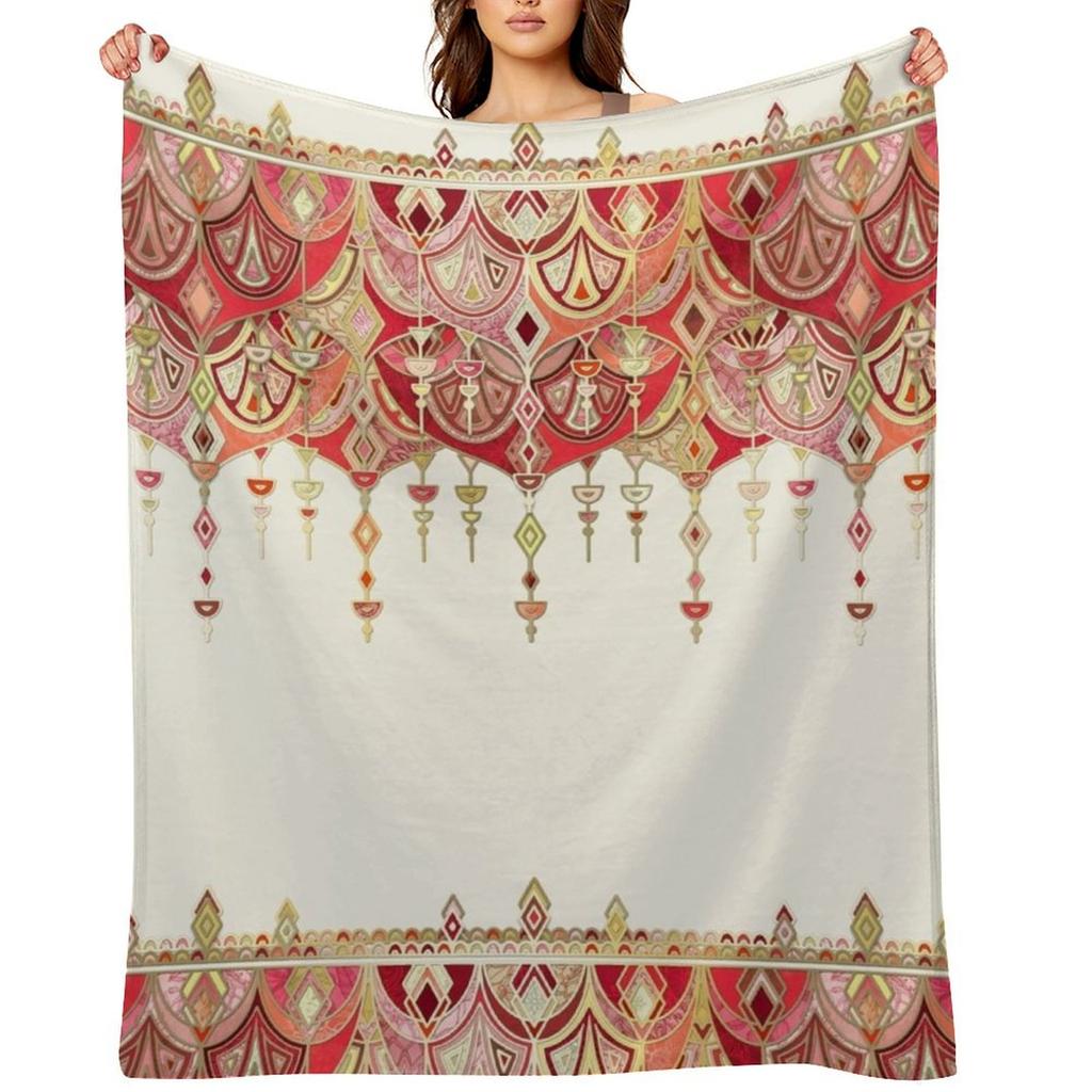 Royal Red Art Deco Double Drop Throw Blanket sofa bed Polar Soft Plush Plaid blankets ands Blankets