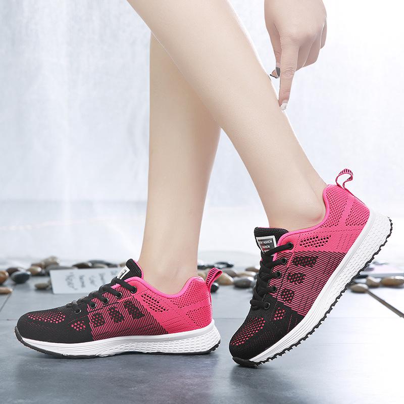 Spring New Fly-woven Shoes Casual Students Versatile Lace-up Mesh Women's Shoes Sports Shoes Women