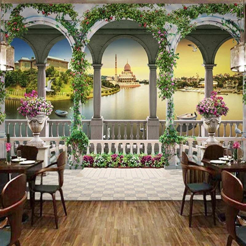 Европейский стиль 3d обои Природа Пейзаж Фотообои Гостиная Телевизор Диван Фон Обои