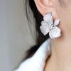 Trendy Big Flower Stud Earrings Sparkling CZ Crystal Pink Flowers Aesthetic Earrings for Women Hyperbole Party Jewelry
