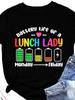 Срок службы батареи Lunch Lady Print Женская футболка с коротким рукавом и круглым вырезом Свободная женская футболка Женская футболка Топы Camisetas Mujer