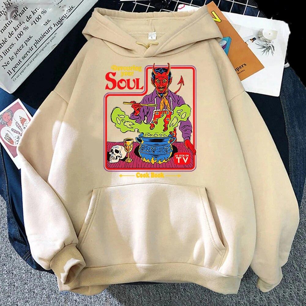 Винтажная толстовка с капюшоном «Сатана и демон», «Пахнет Рождеством», «Счастливые праздники», осенне-зимний женский спортивный костюм унисекс