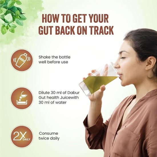 Dabur Gut Health Juice - 1L | 100% Natural & Ayurvedic | All in one Digestive-Care Solution | No Artificial Colors, Flavours & Sugars