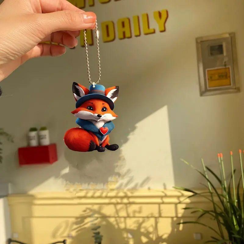 Красочный акриловый брелок для автомобиля в виде лисы, забавное украшение для автомобиля для игривой атмосферы в салоне