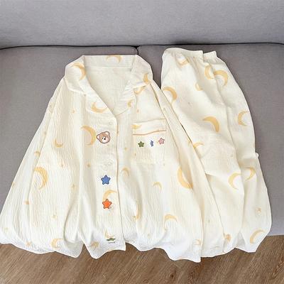 Пижамный комплект с милым принтом медведя Star Moon для женщин в стиле Харадзюку, милый женский пижамный комплект для улицы, модная повседневная домашняя одежда