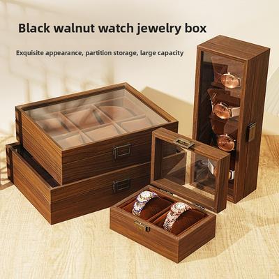 Ретро Точечная Деревянная Коробка для Хранения и Демонстрации Часов Черный Орех Коллекционная Коробка Бытовая 2-значная 4-значная Коробка для Хранения Украшений