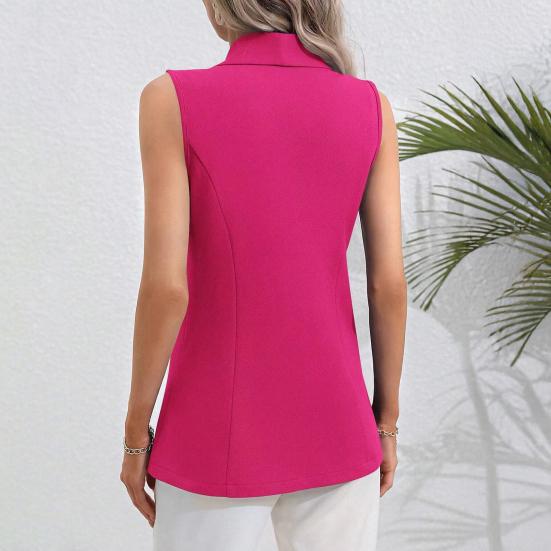 Жилет-блейзер без рукавов для женщин, открытый спереди, с лацканами, V-образным вырезом, на одной пуговице, топ-жилет, повседневный офисный рабочий костюм, жилет