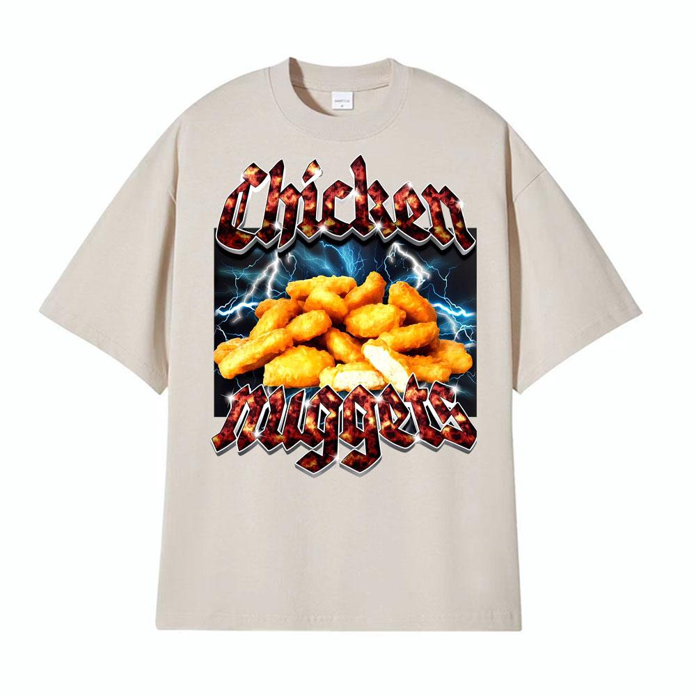 Heavy Metal Chicken Nuggets Funny Tshirt Men Women Fashion Retro Short Sleeve T Shirts High Quality 100 Cotton Comfort T Shirt