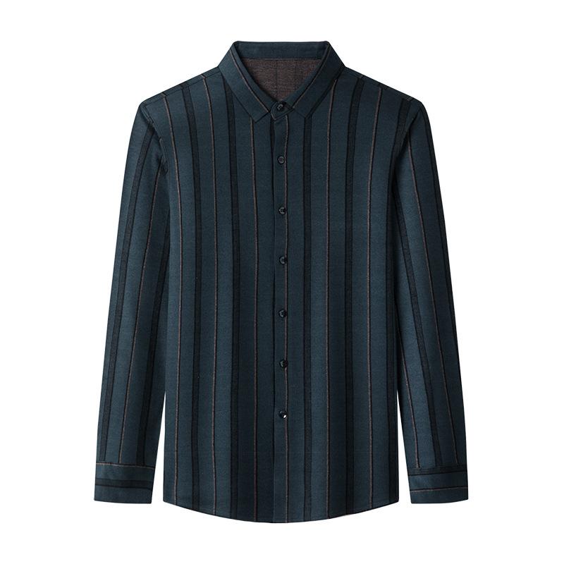 Деловая повседневная мужская рубашка, весенняя мягкая ткань, удобная дышащая рубашка в полоску с лацканами