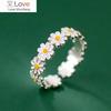 Daisy Flower Rings For Women Korean Style Adjustable Opening Finger Ring Bride Wedding Engagement Statement Jewelry Gif