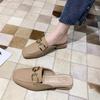 Модные полутапочки Baotou, женская обувь, британский стиль, модные металлические пряжки, декоративная средняя пятка, повседневные шлепанцы, весна-лето, ленивые тапочки