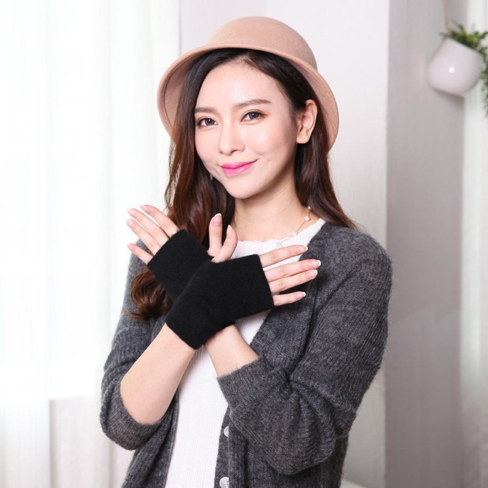 Шерстяные вязаные шерстяные перчатки с открытыми пальцами, перчатки на запястье, портативные перчатки из норки и кашемира, женские, для девушек
