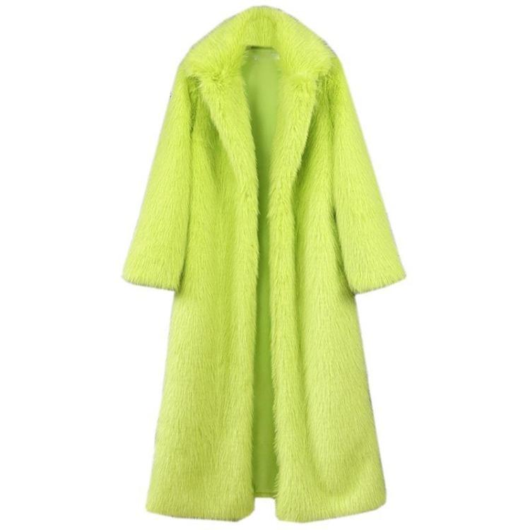 Winter Women Casual Faux Fur Coat Long Jacket Trendy Cardigan Solid Color High End Fashion