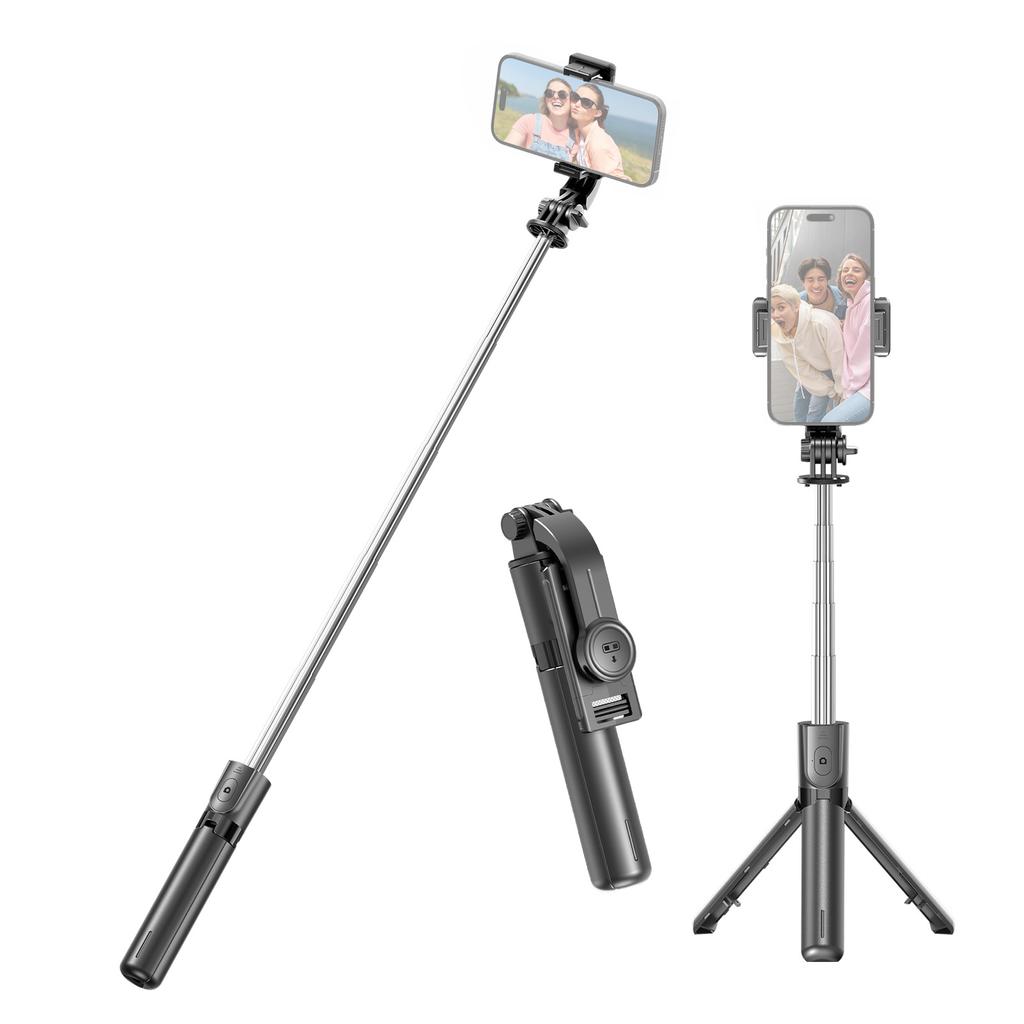 Extendable Selfie Stick Tripod for Phone Max. Length 67.2cm/26.5in with Detachable Phone Clip