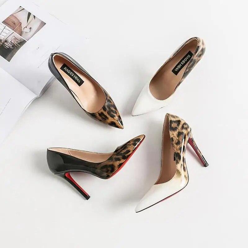 Summer Leopard Pointed Toe High Heels Women Shallow Mouth Single Shoes Gradient Nightclub Sexy Womens Pumps 6-10Cm Heels