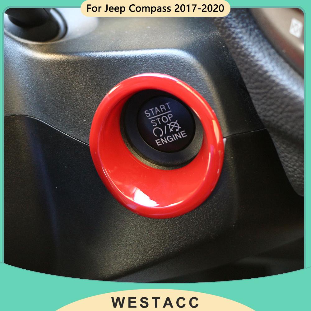 Крышка кнопки запуска ключа зажигания автомобиля, декоративная наклейка для Jeep Compass 2017 - Интерьер
