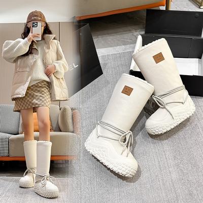 Зимние теплые хлопковые ботинки с высоким голенищем, женские уличные хлопковые ботинки большого размера